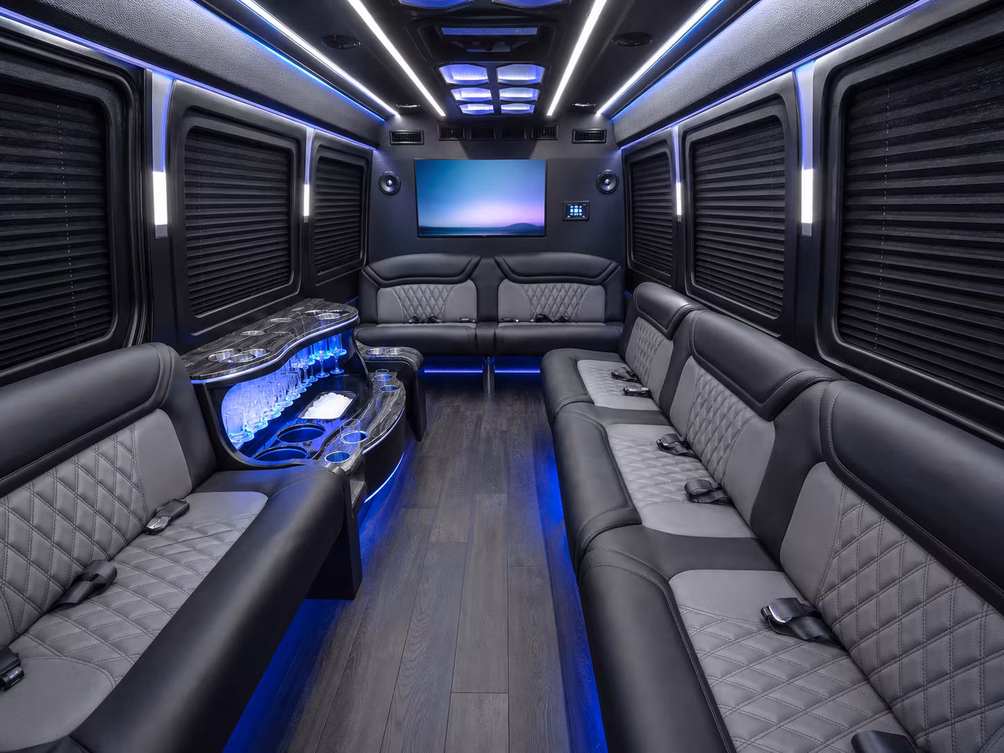 fremont 15 passenger party bus interior