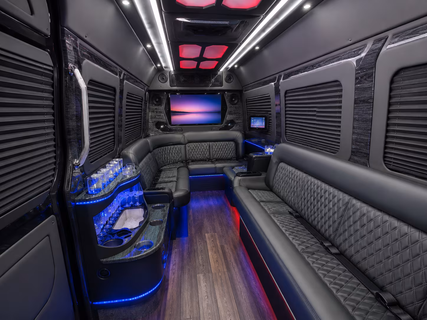 fremont 28 passenger party bus interior